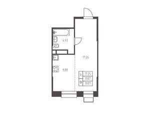 Студия квартира, строящийся дом, 31м2, 14/25 этаж