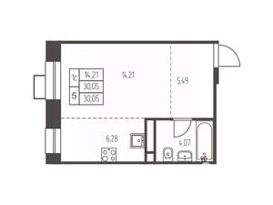 Студия квартира, вторичка, 30м2, 8/12 этаж