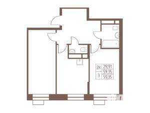 2-к квартира, вторичка, 59м2, 20/24 этаж