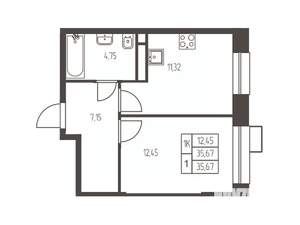 1-к квартира, вторичка, 36м2, 16/20 этаж