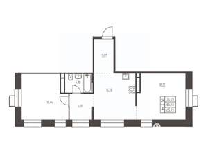 2-к квартира, строящийся дом, 66м2, 11/12 этаж