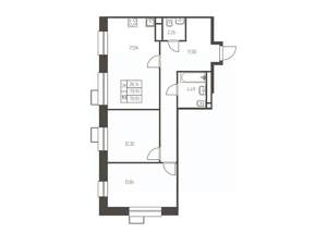 2-к квартира, строящийся дом, 71м2, 17/25 этаж