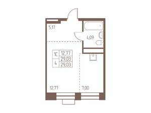 Студия квартира, строящийся дом, 29м2, 24/24 этаж