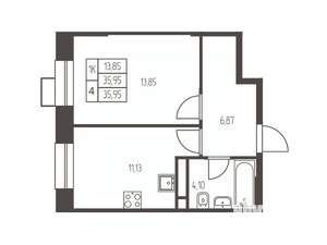 1-к квартира, вторичка, 36м2, 4/20 этаж