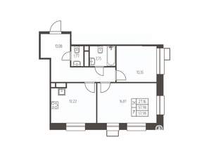 2-к квартира, строящийся дом, 58м2, 15/25 этаж