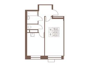 1-к квартира, вторичка, 41м2, 15/24 этаж