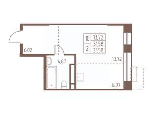 Студия квартира, вторичка, 32м2, 6/24 этаж