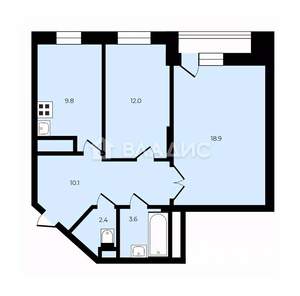 2-к квартира, вторичка, 58м2, 17/22 этаж