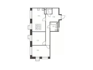 2-к квартира, строящийся дом, 71м2, 8/25 этаж