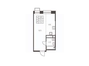 Студия квартира, строящийся дом, 30м2, 19/25 этаж