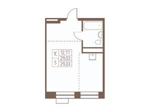 Студия квартира, строящийся дом, 29м2, 18/24 этаж