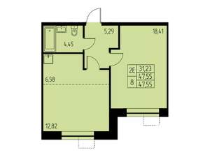 2-к квартира, строящийся дом, 48м2, 5/23 этаж