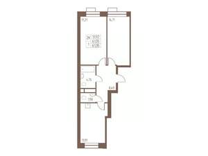 2-к квартира, строящийся дом, 61м2, 14/24 этаж