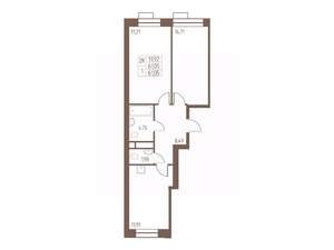 2-к квартира, строящийся дом, 61м2, 18/24 этаж