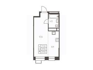 Студия квартира, строящийся дом, 30м2, 20/25 этаж