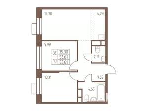 3-к квартира, вторичка, 54м2, 21/24 этаж