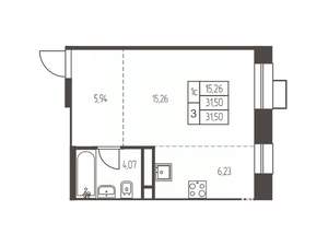 Студия квартира, вторичка, 32м2, 3/12 этаж