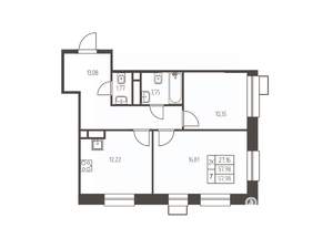 2-к квартира, строящийся дом, 58м2, 3/25 этаж