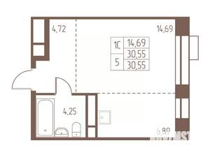 Студия квартира, строящийся дом, 31м2, 9/24 этаж