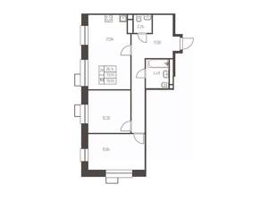 2-к квартира, строящийся дом, 71м2, 10/25 этаж