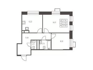 2-к квартира, строящийся дом, 58м2, 15/25 этаж