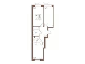 2-к квартира, строящийся дом, 61м2, 21/24 этаж