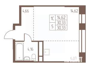Студия квартира, строящийся дом, 30м2, 6/24 этаж