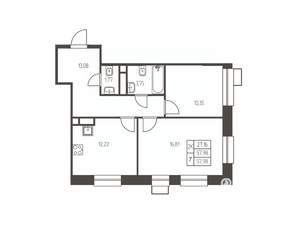 2-к квартира, строящийся дом, 58м2, 16/25 этаж