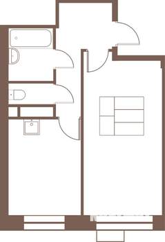 1-к квартира, строящийся дом, 41м2, 23/24 этаж
