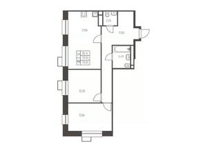 2-к квартира, строящийся дом, 71м2, 2/25 этаж