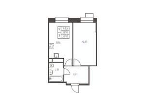 1-к квартира, строящийся дом, 39м2, 5/25 этаж