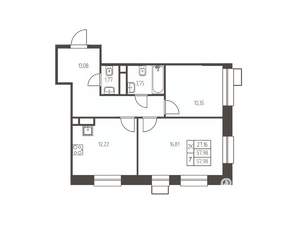 2-к квартира, строящийся дом, 58м2, 18/25 этаж