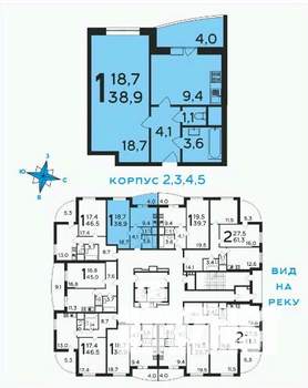 1-к квартира, вторичка, 40м2, 13/17 этаж