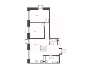 2-к квартира, строящийся дом, 71м2, 18/25 этаж