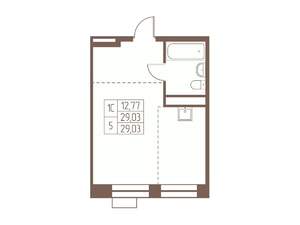 Студия квартира, строящийся дом, 29м2, 22/24 этаж