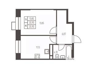 1-к квартира, вторичка, 36м2, 2/20 этаж