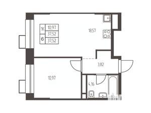 1-к квартира, вторичка, 38м2, 20/20 этаж