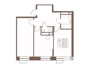 2-к квартира, вторичка, 59м2, 18/24 этаж