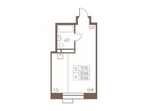 Студия квартира, строящийся дом, 31м2, 19/24 этаж