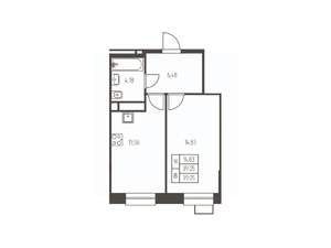 1-к квартира, строящийся дом, 39м2, 23/25 этаж