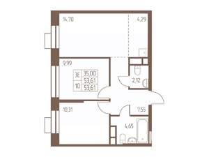 3-к квартира, вторичка, 54м2, 11/24 этаж