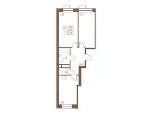 2-к квартира, строящийся дом, 61м2, 7/24 этаж