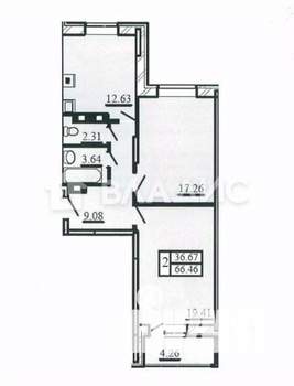 2-к квартира, вторичка, 64м2, 10/16 этаж