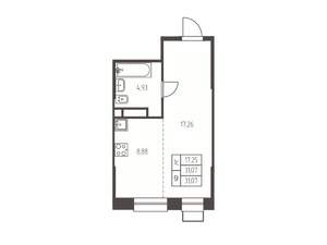 Студия квартира, строящийся дом, 31м2, 19/25 этаж