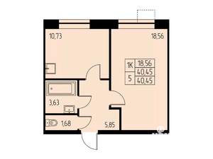 1-к квартира, вторичка, 41м2, 3/23 этаж