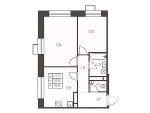 2-к квартира, строящийся дом, 55м2, 10/20 этаж