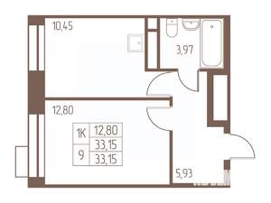 1-к квартира, вторичка, 33м2, 7/24 этаж