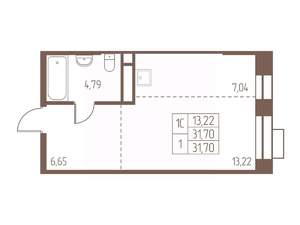 Студия квартира, вторичка, 32м2, 4/24 этаж