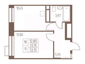 1-к квартира, строящийся дом, 33м2, 20/24 этаж