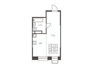 Студия квартира, строящийся дом, 31м2, 16/25 этаж